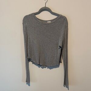 Gray Long Sleeve Women's Top crop